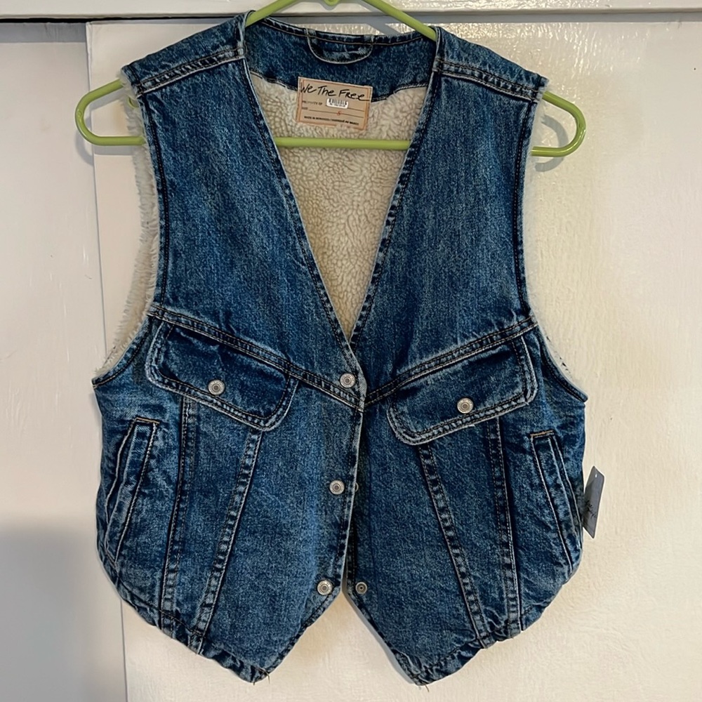 Free People Sherpa Jean Vest